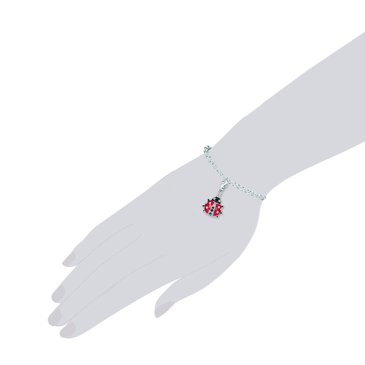 Charm Sterling Silber Zirkonia weiß Emaille schwarz rot