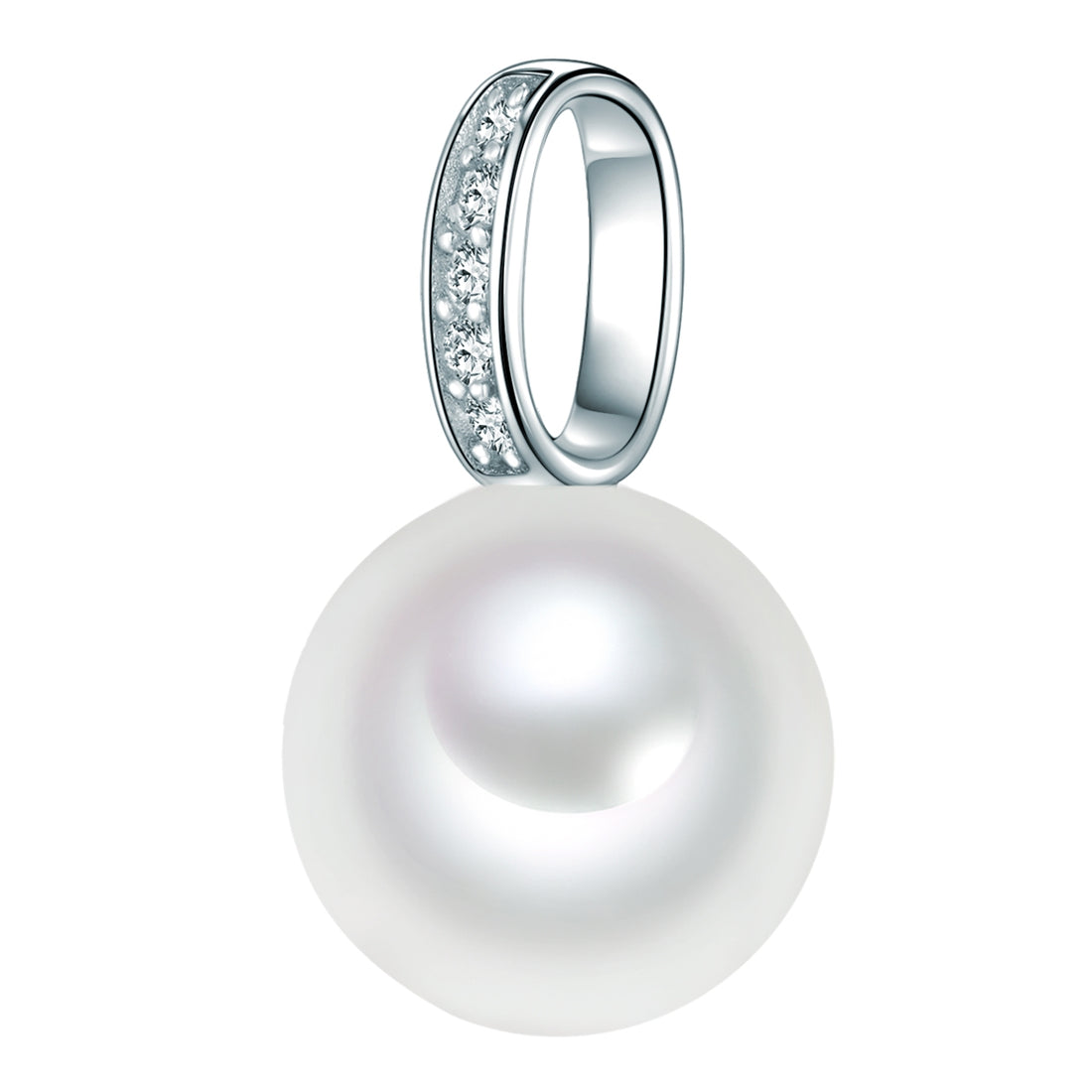 Anhänger Sterling Silber Südsee-Muschelkernperle weiß Zirkonia weiß