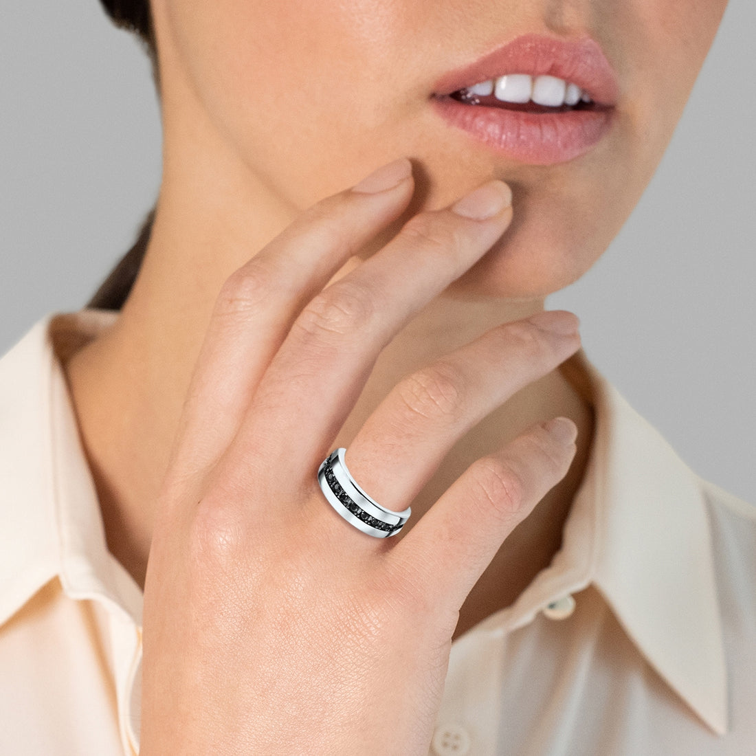 Ring Sterling Silber Zirkonia schwarz
