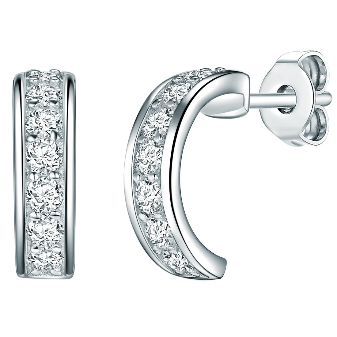 Rafaela Donata Halbcreolen Sterling Silber Zirkonia weiß