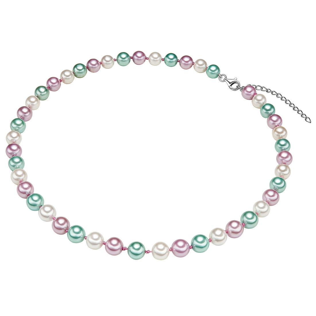 Kette Sterling Silber Muschelkernperle multicolor