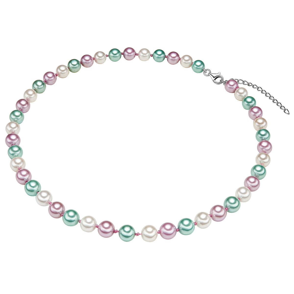 Kette Sterling Silber Muschelkernperle multicolor