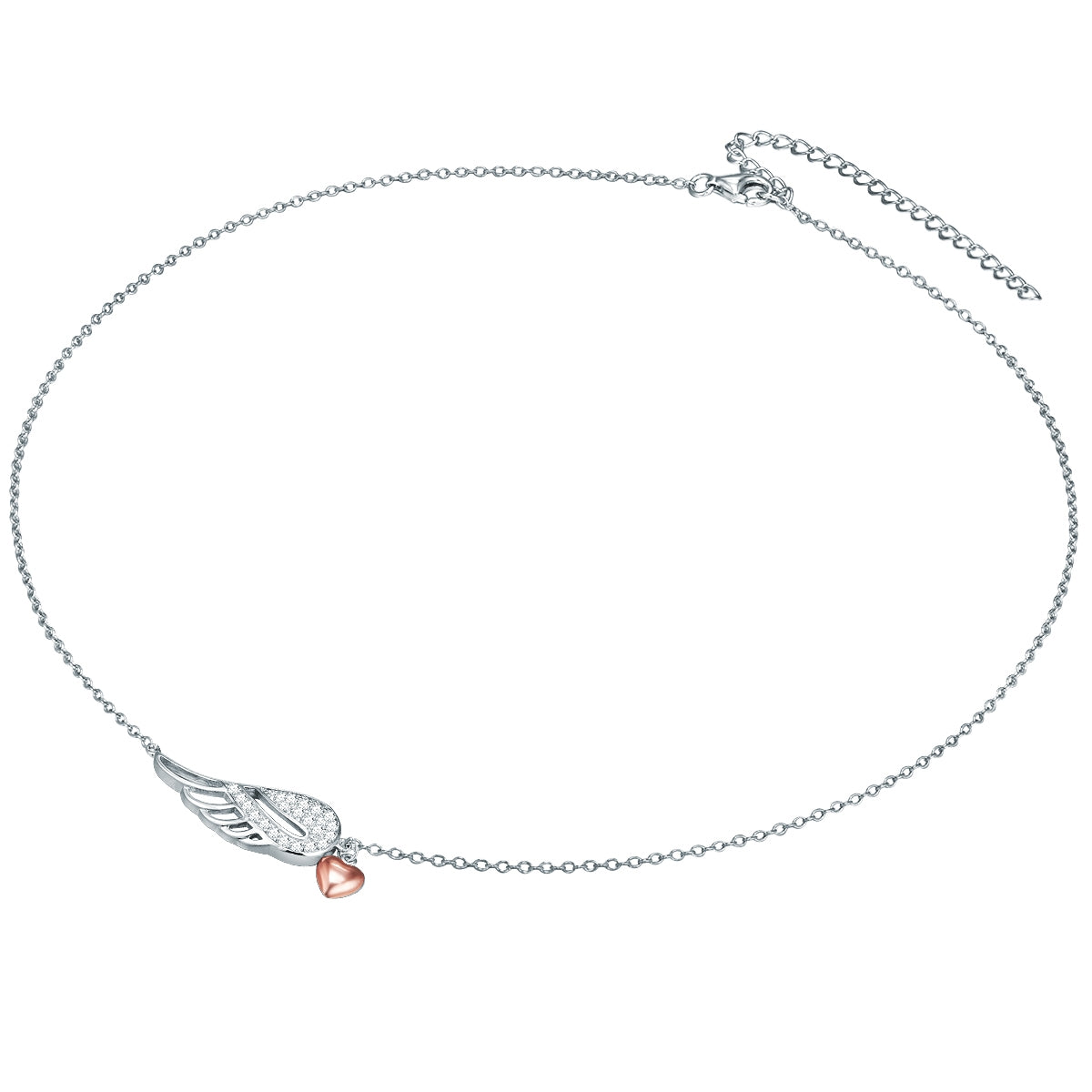 Kette mit Anhänger Sterling Silber bicolor Zirkonia weiß