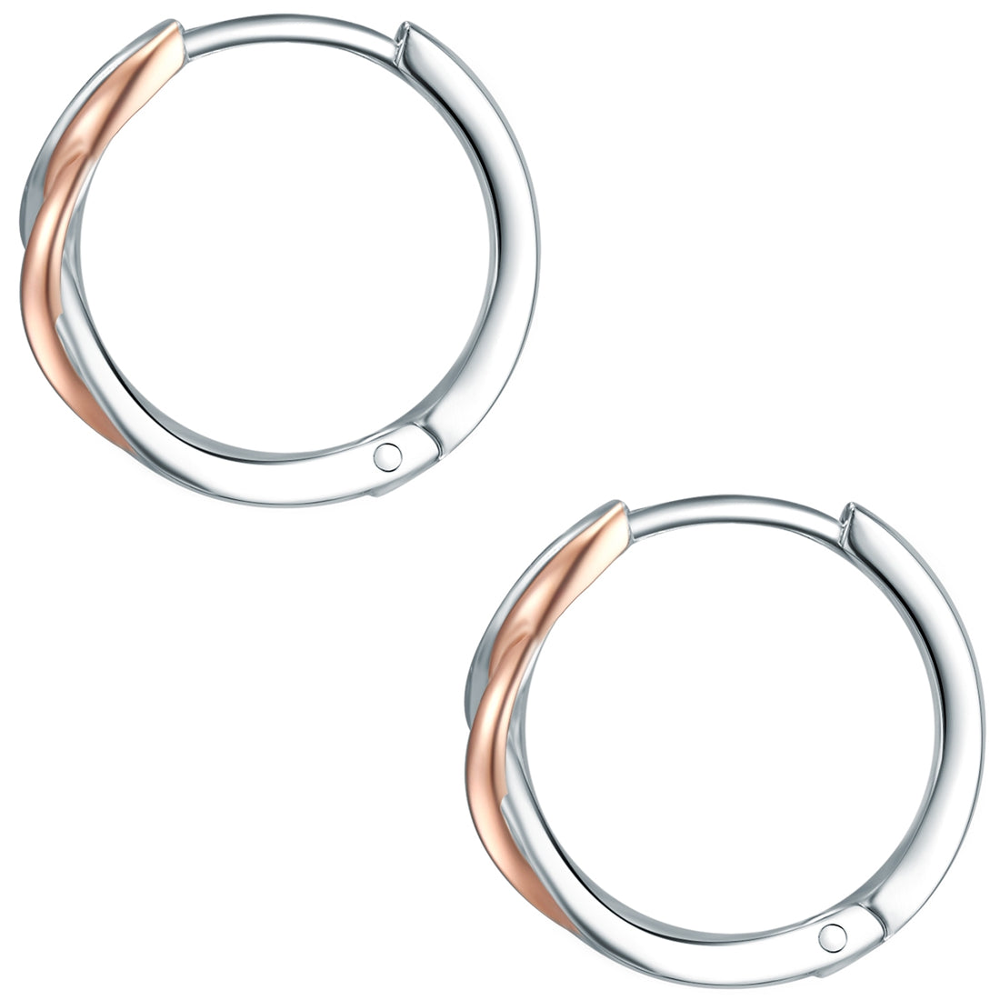 Klappcreolen Sterling Silber bicolor Zirkonia weiß