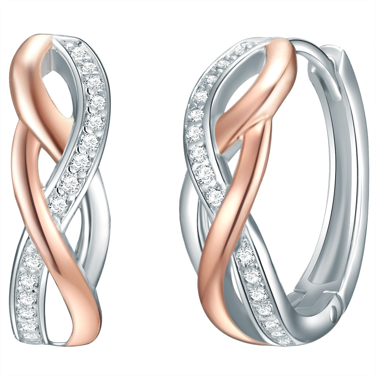 Klappcreolen Sterling Silber bicolor Zirkonia weiß