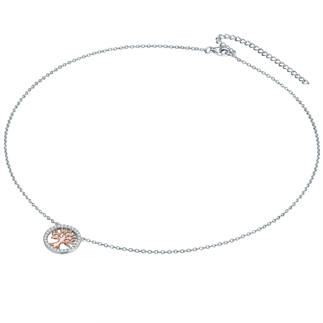 Kette mit Anhänger Sterling Silber bicolor Zirkonia weiß