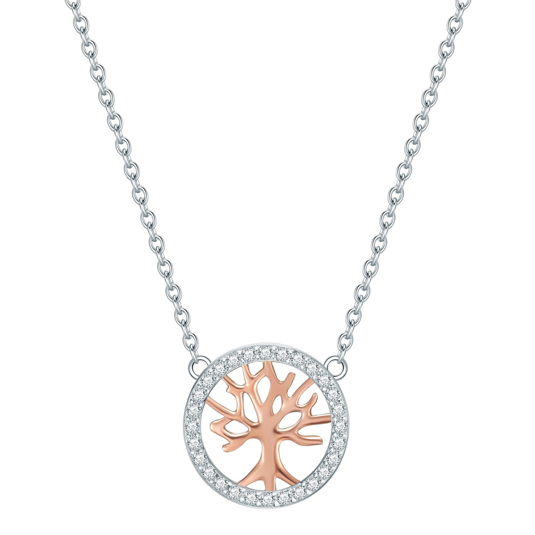 Kette mit Anhänger Sterling Silber bicolor Zirkonia weiß