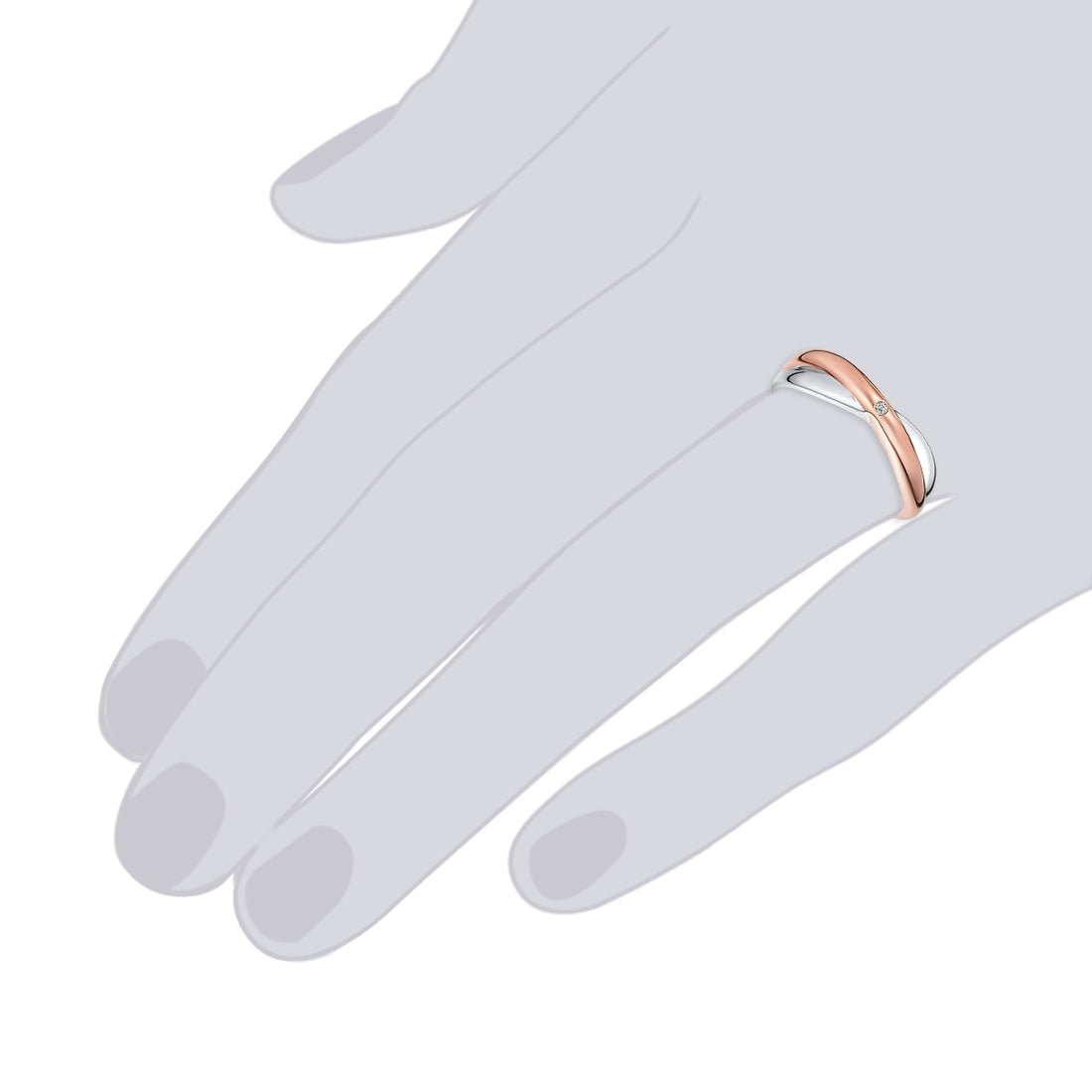 Ring Sterling Silber bicolor Diamant weiß