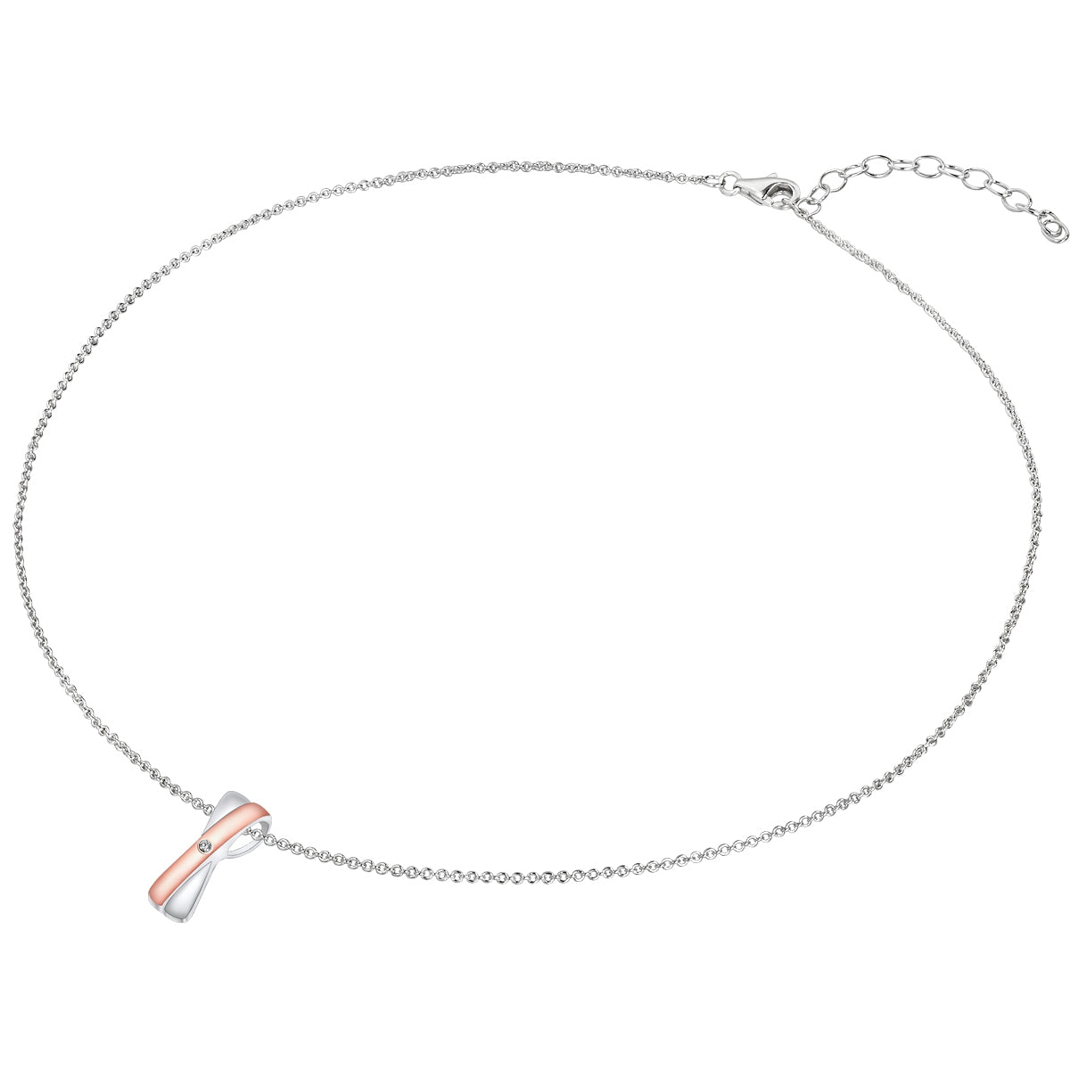 Kette mit Anhänger Sterling Silber bicolor Diamant weiß