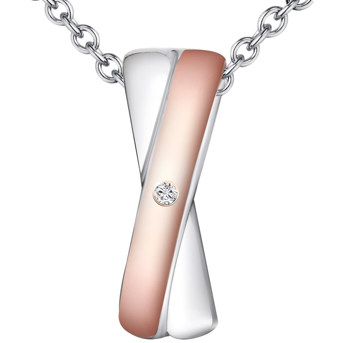 Kette mit Anhänger Sterling Silber bicolor Diamant weiß