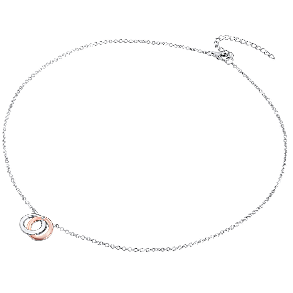 Kette mit Anhänger Sterling Silber bicolor Diamant weiß