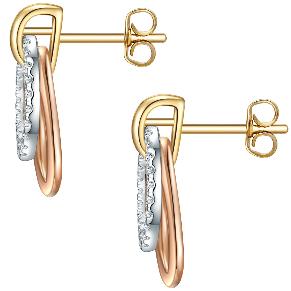 Ohrstecker Sterling Silber tricolor Zirkonia weiß