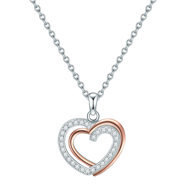 Kette mit Anhänger Sterling Silber bicolor Zirkonia weiß
