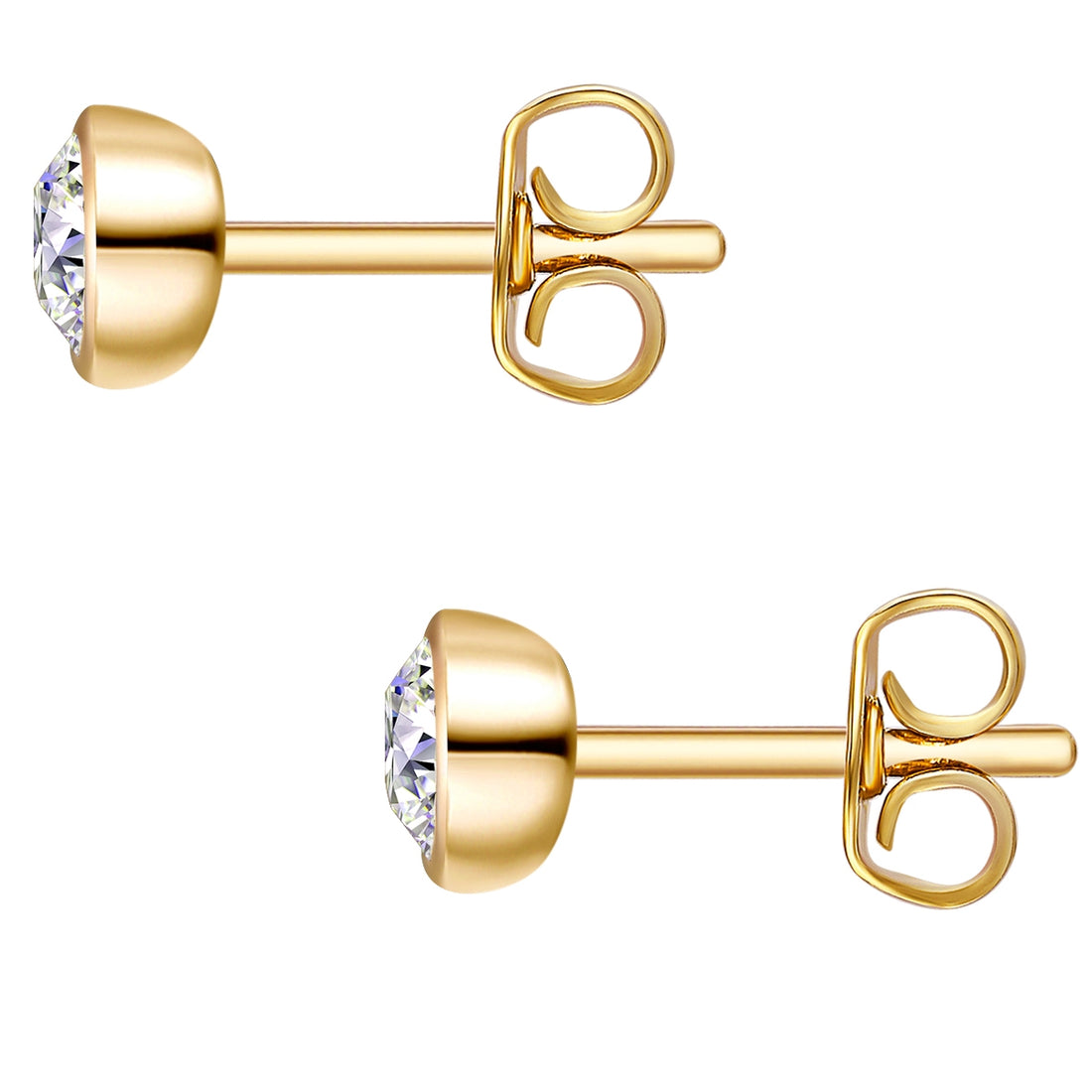Set (Kette+Ohrstecker) Sterling Silber gelbgold verziert mit Kristallen von Swarovski® weiß