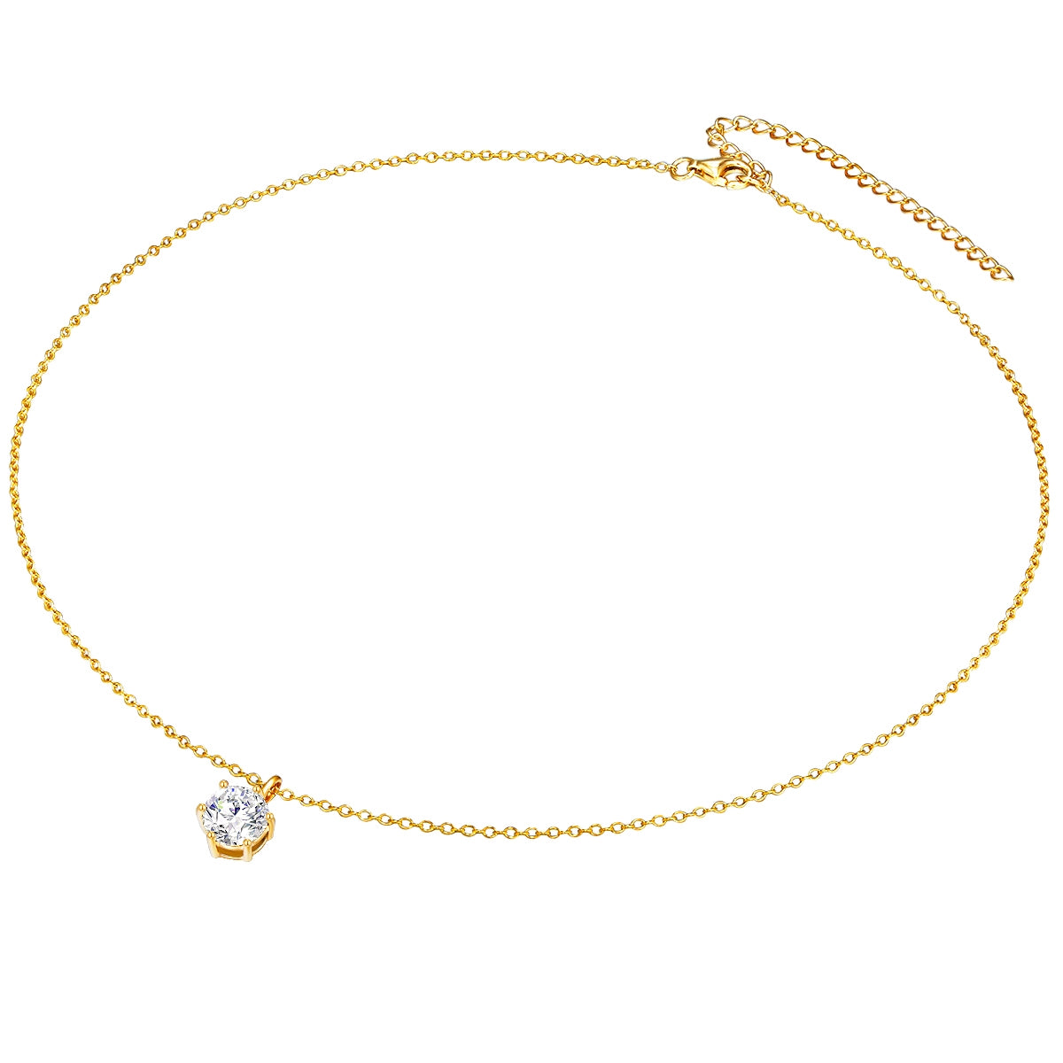 Set (Kette+Ohrstecker) Sterling Silber gelbgold verziert mit Kristallen von Swarovski® weiß