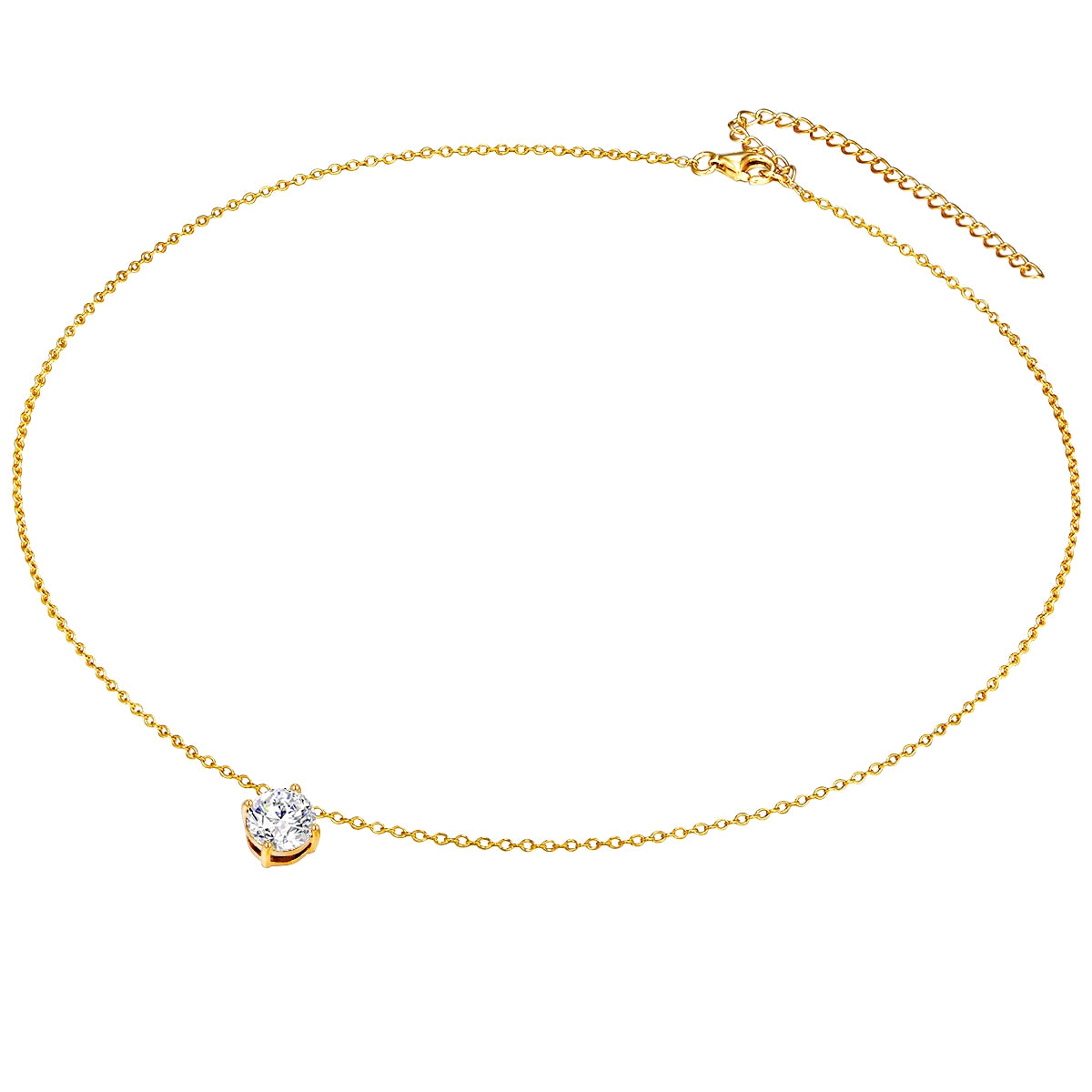 Set (Kette+Ohrstecker) Sterling Silber gelbgold verziert mit Kristallen von Swarovski® weiß
