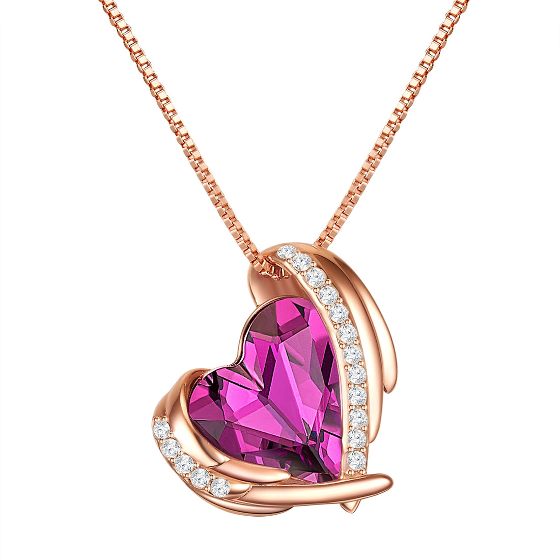 Kette mit Anhänger Sterling Silber roségold verziert mit Kristallen von Swarovski® amethyst weiß