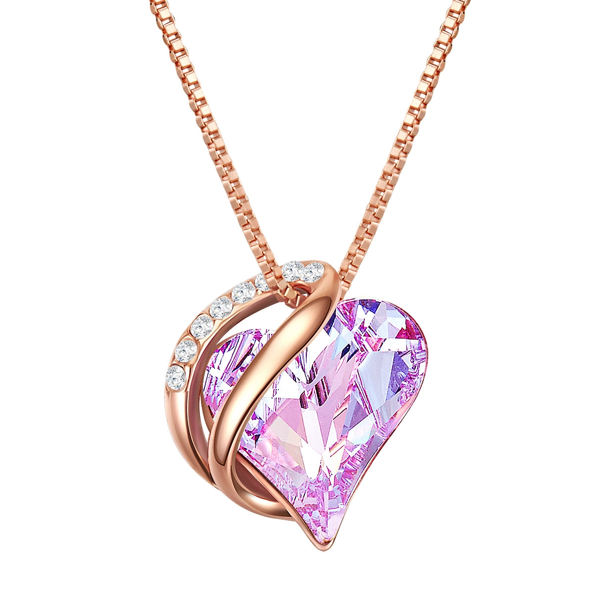 Kette mit Anhänger Sterling Silber roségold verziert mit Kristallen von Swarovski® Violet weiß