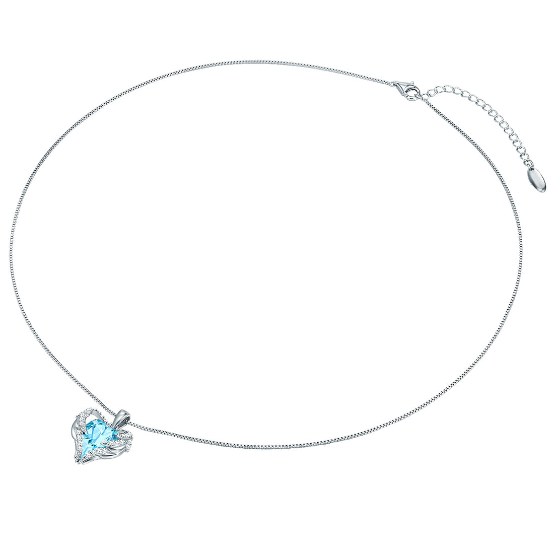 Kette mit Anhänger Sterling Silber verziert mit Kristallen von Swarovski® aquamarin weiß