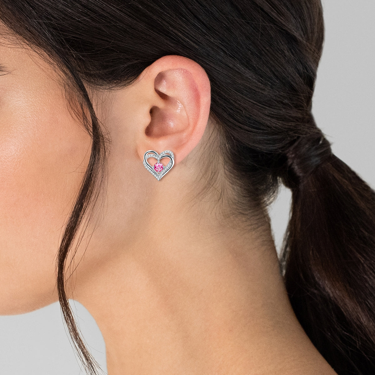 Ohrstecker Sterling Silber verziert mit Kristallen von Swarovski® pink Zirkonia weiß