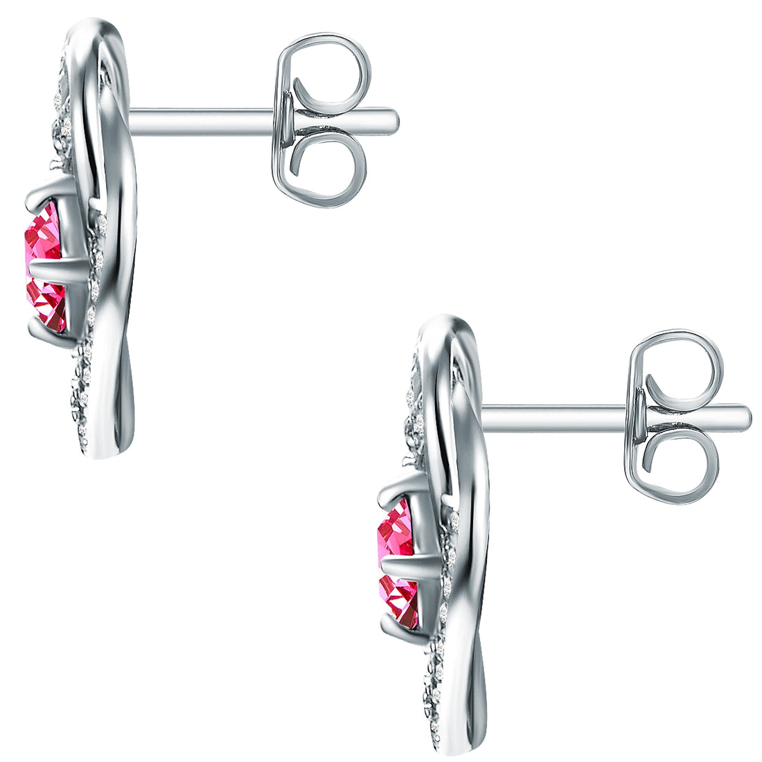 Ohrstecker Sterling Silber verziert mit Kristallen von Swarovski® pink Zirkonia weiß