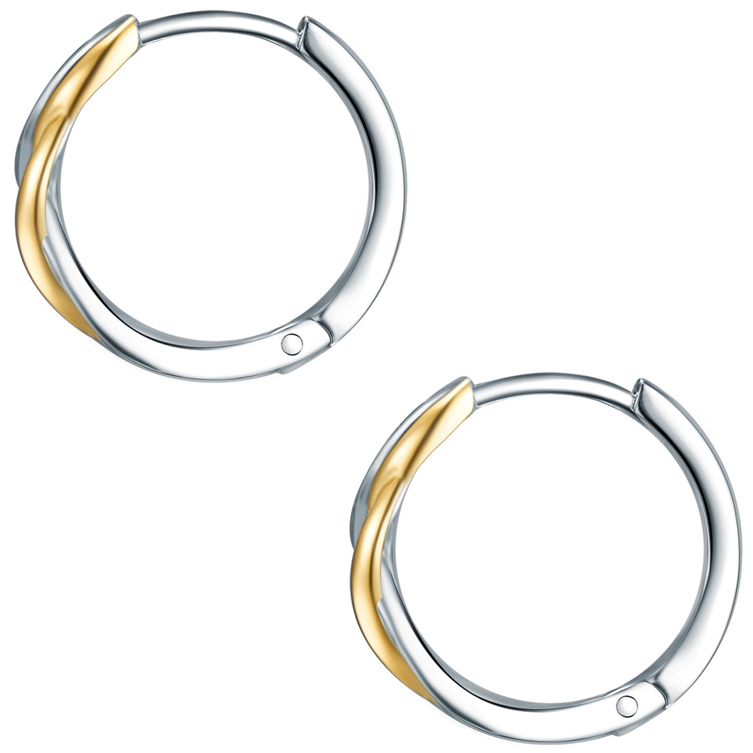 Creolen Sterling Silber bicolor Zirkonia weiß