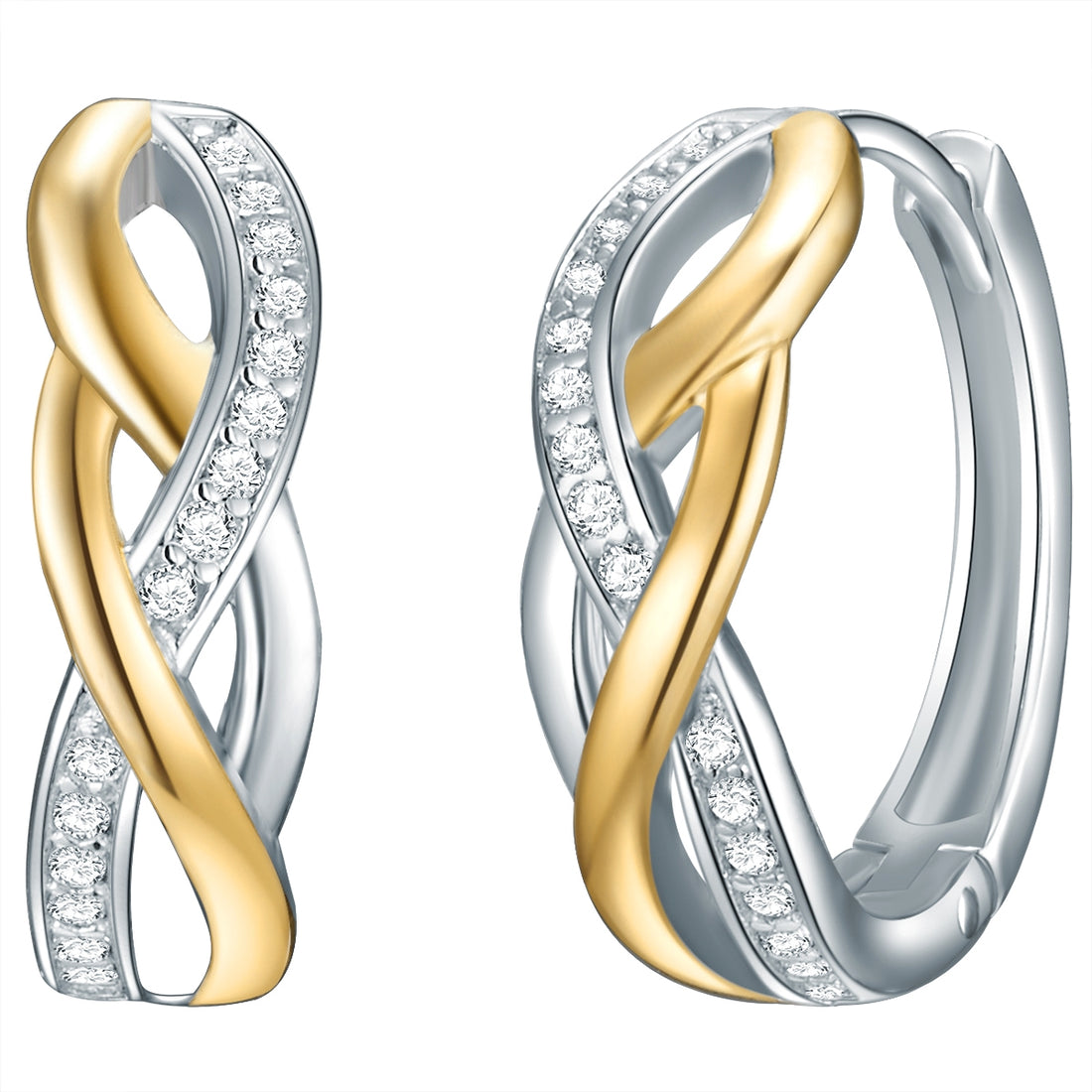 Creolen Sterling Silber bicolor Zirkonia weiß