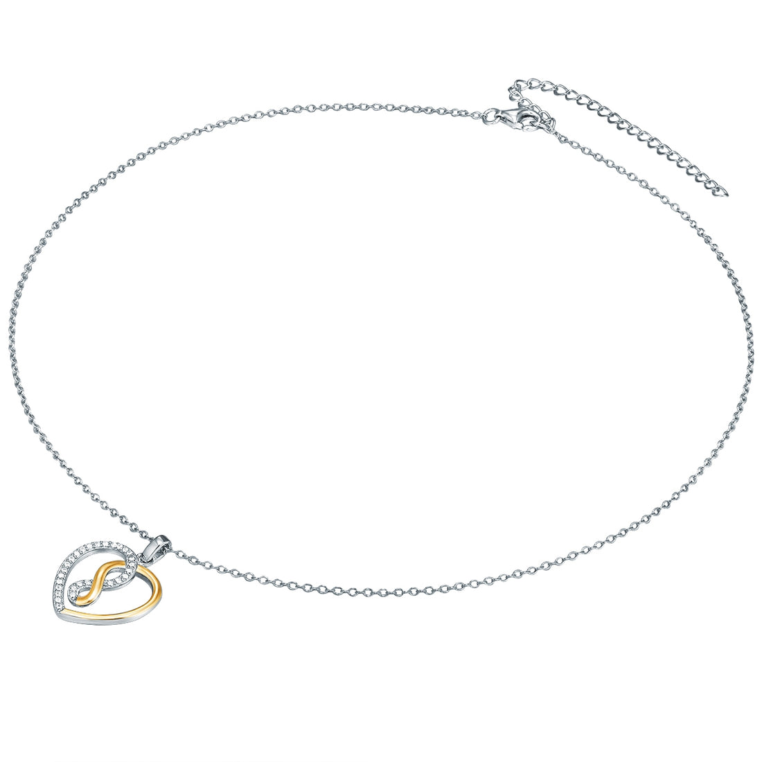 Kette mit Anhänger Sterling Silber bi-Color Zirkonia weiß