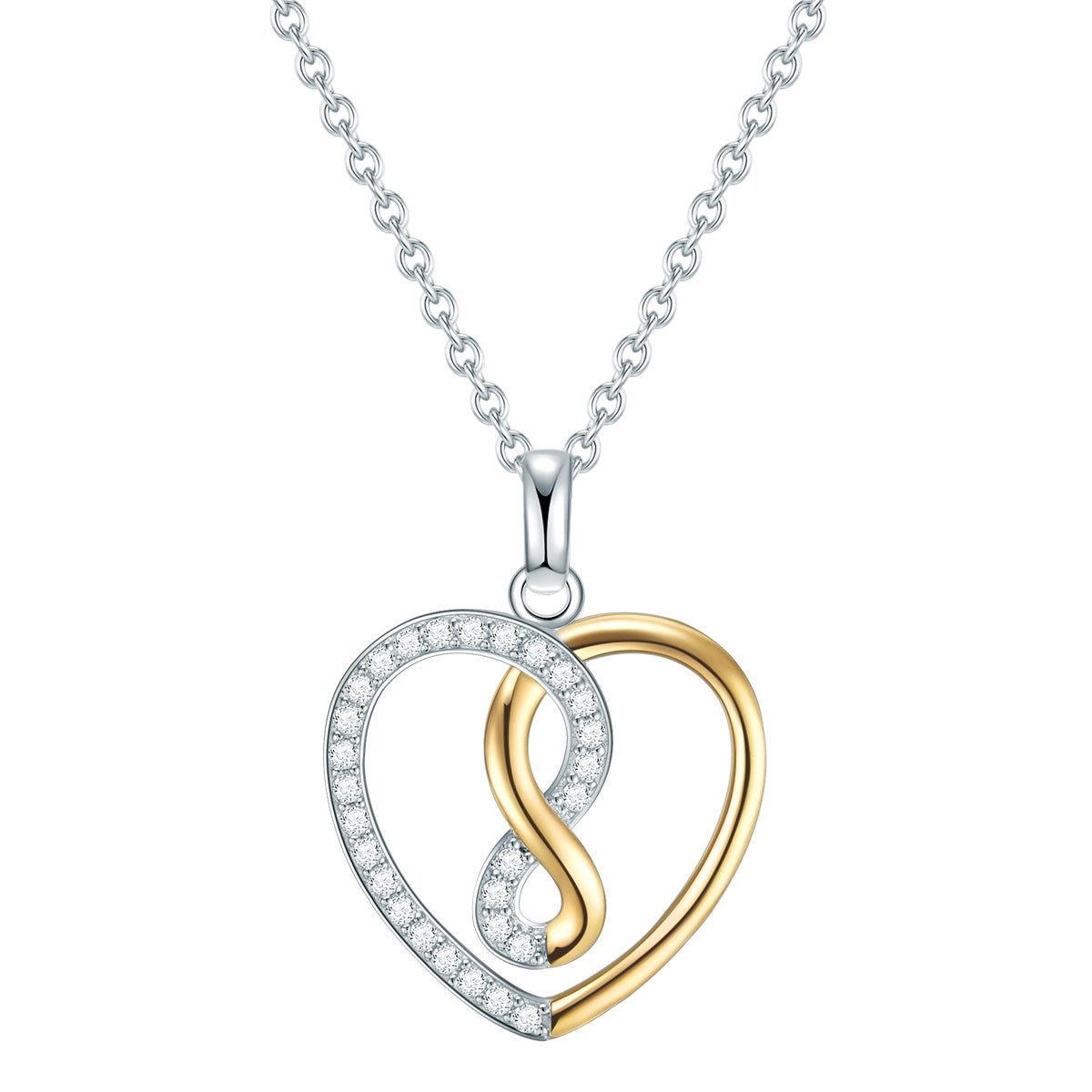 Kette mit Anhänger Sterling Silber bi-Color Zirkonia weiß