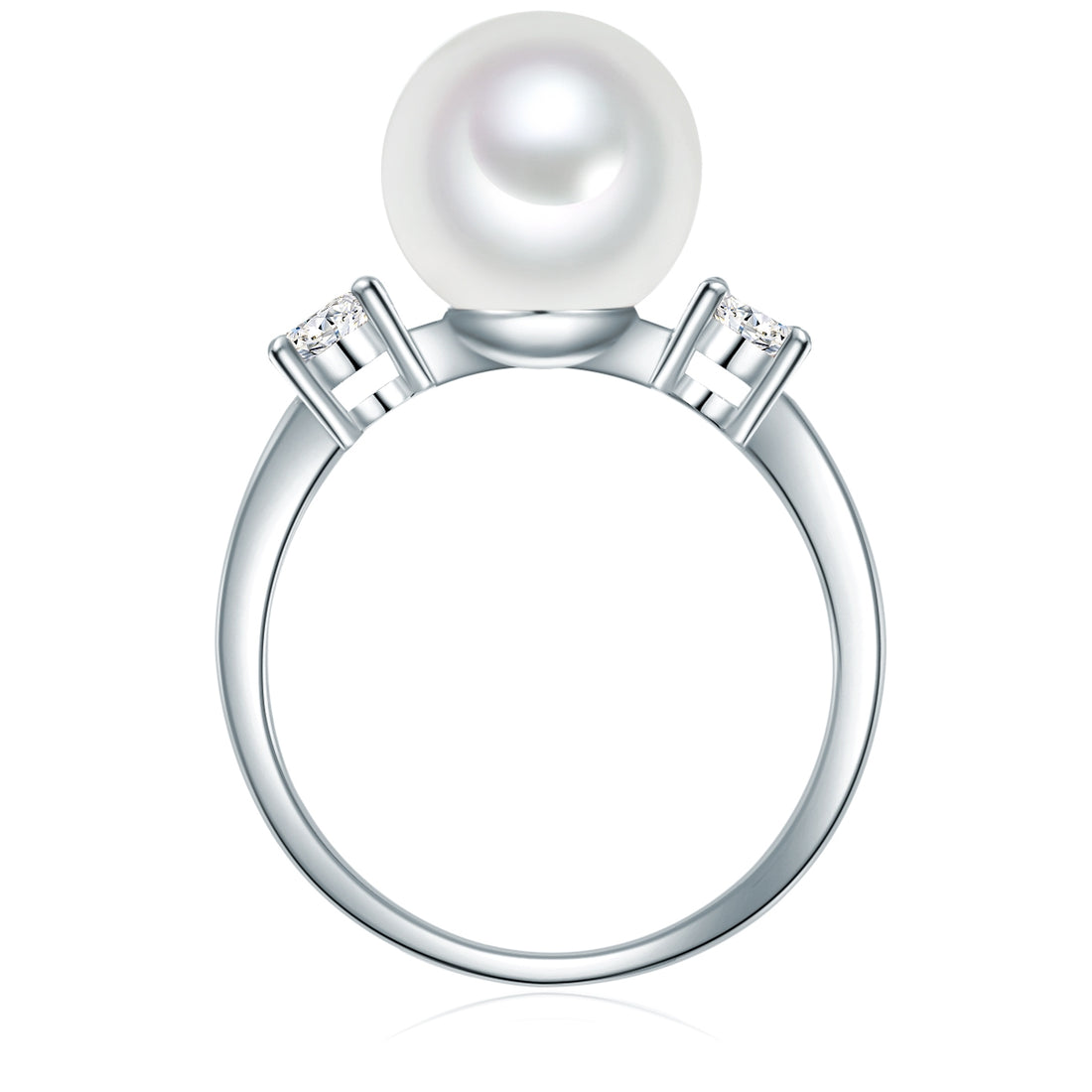 Ring Sterling Silber Muschelkernperle weiß Zirkonia weiß
