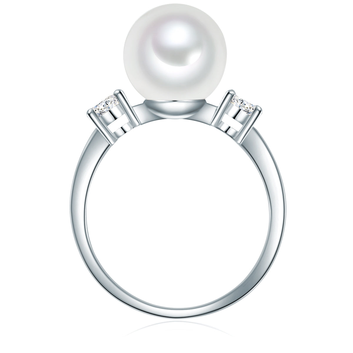 Ring Sterling Silber Muschelkernperle weiß Zirkonia weiß