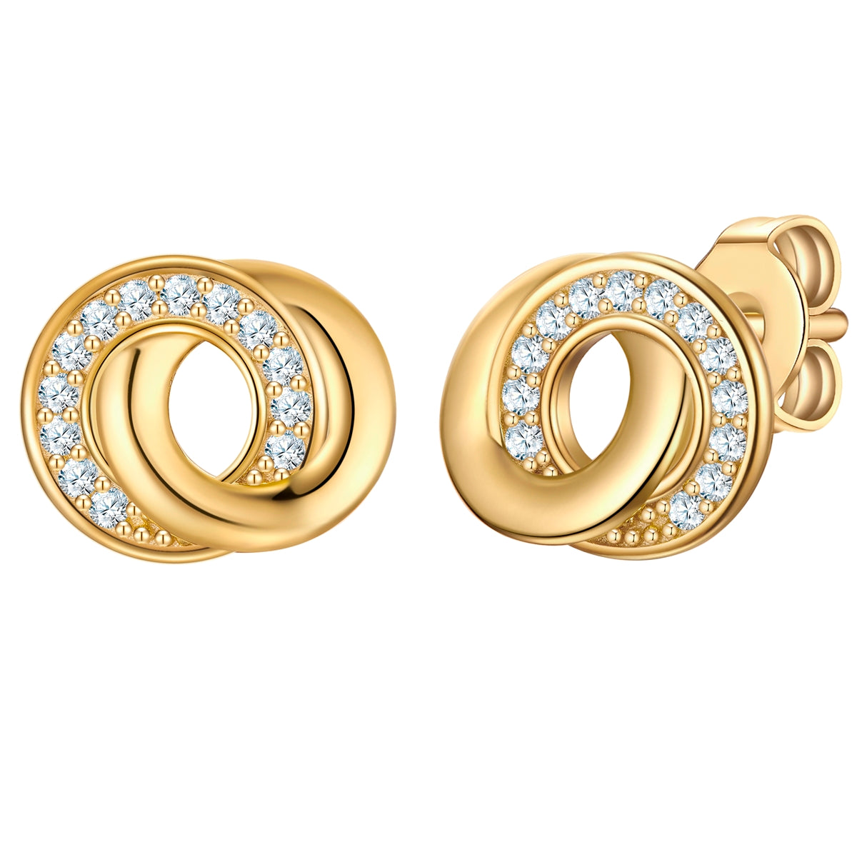 Ohrstecker Sterling Silber gelbgold Zirkonia weiß