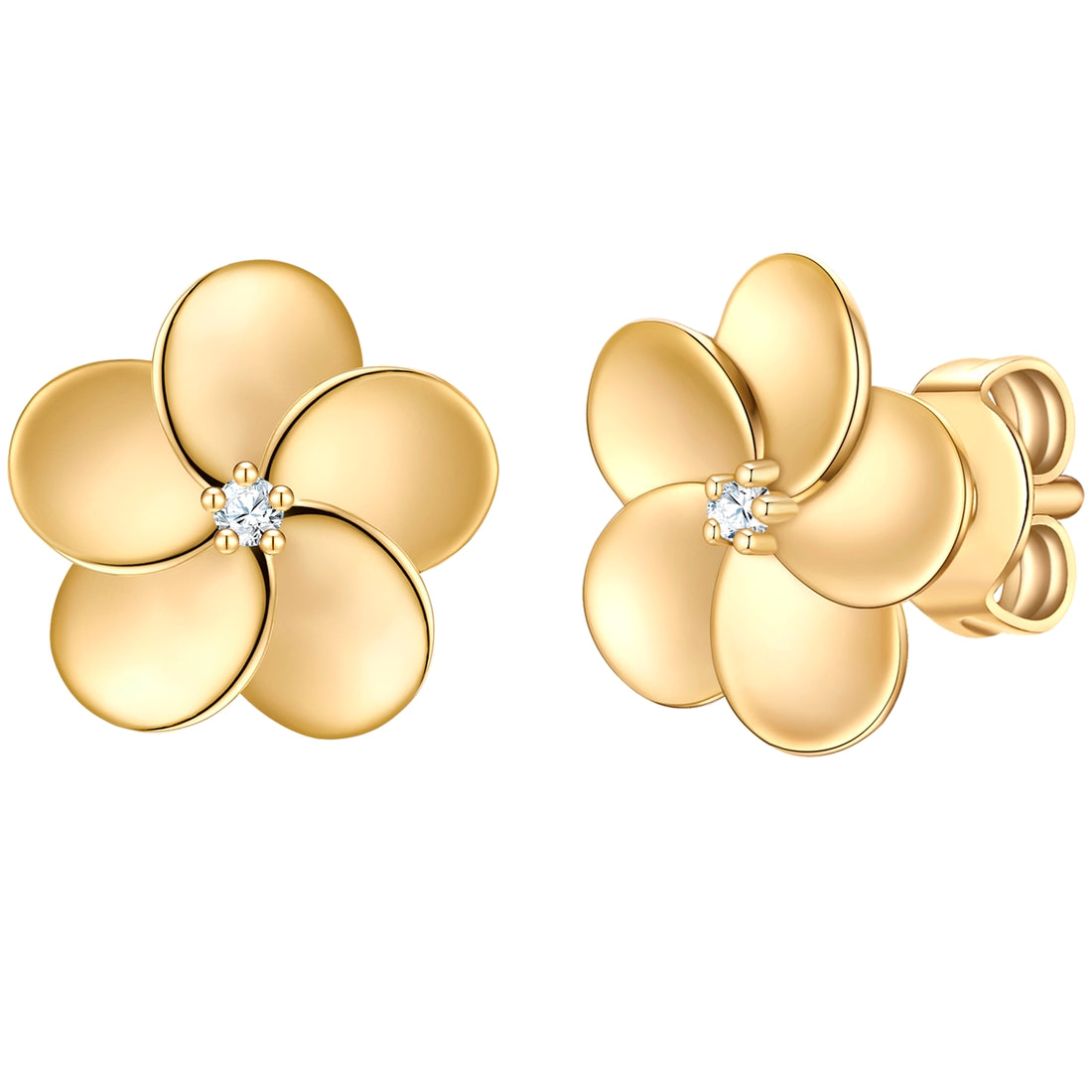 Ohrstecker Sterling Silber gelbgold Zirkonia weiß