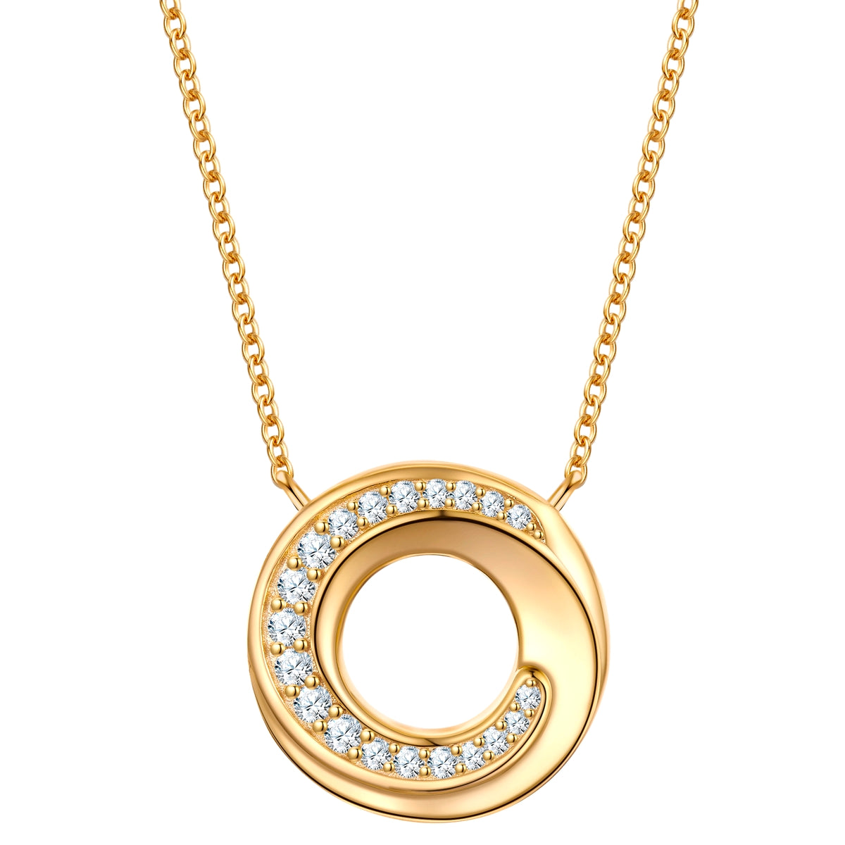 Kette mit Anhänger Sterling Silber gelbgold Zirkonia weiß