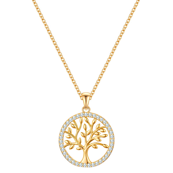Kette mit Anhänger Sterling Silber gelbgold Zirkonia weiß