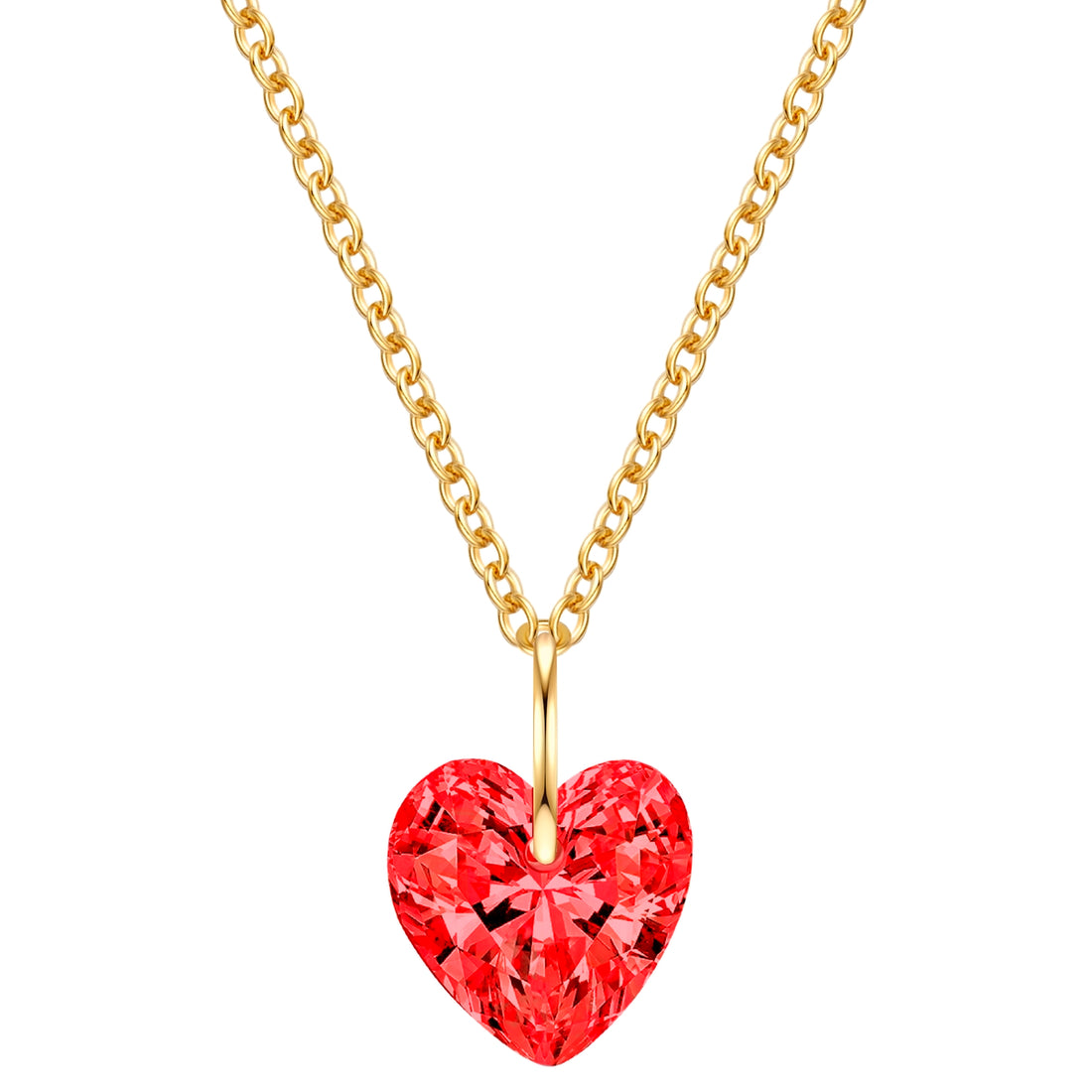 Kette mit Anhänger Sterling Silber gebgold Zirkonia rot