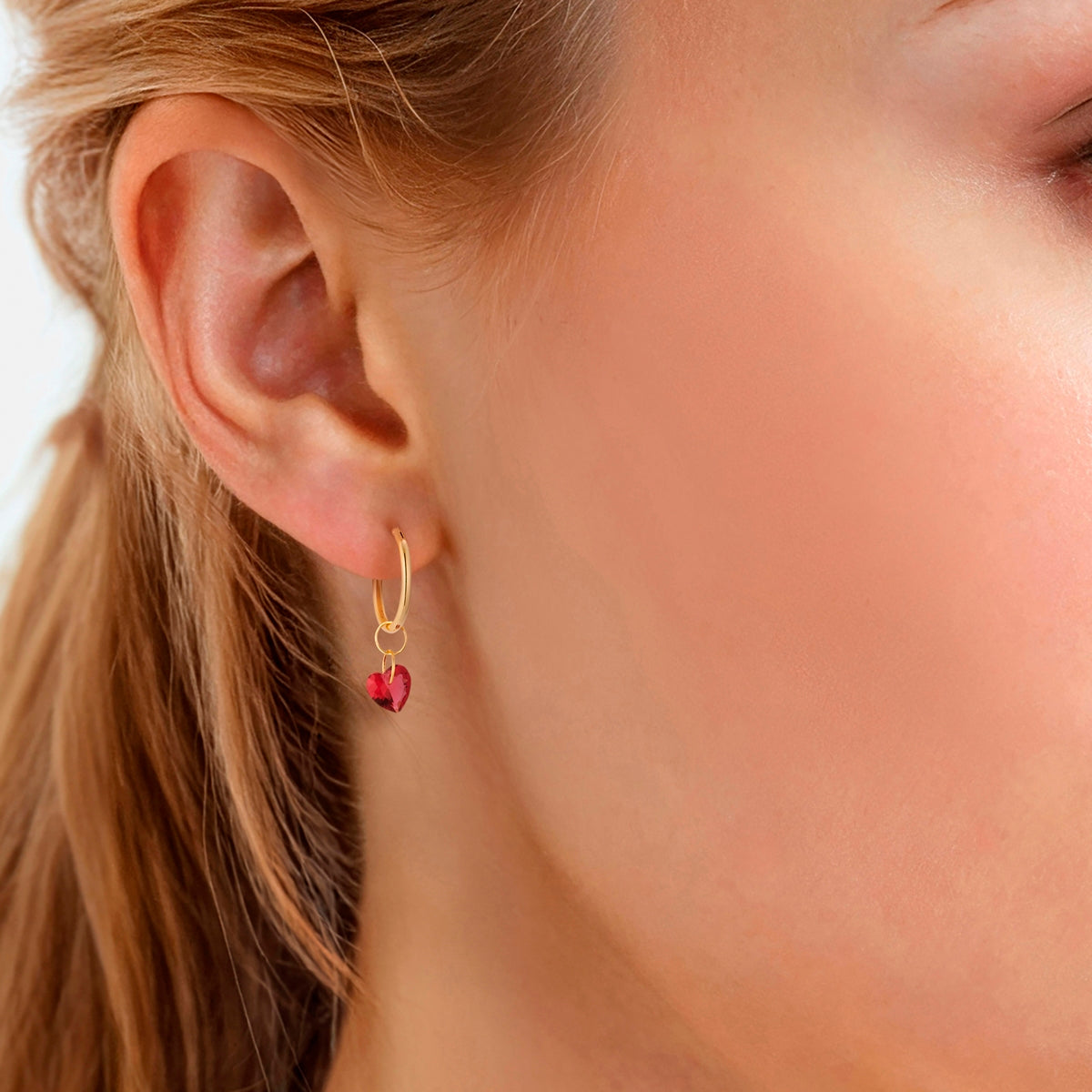 Creolen Sterling Silber gelbgold Zirkonia rot