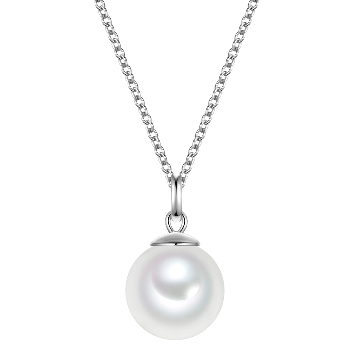 Kette mit Anhänger Sterling Silber Muschelkernperle weiß