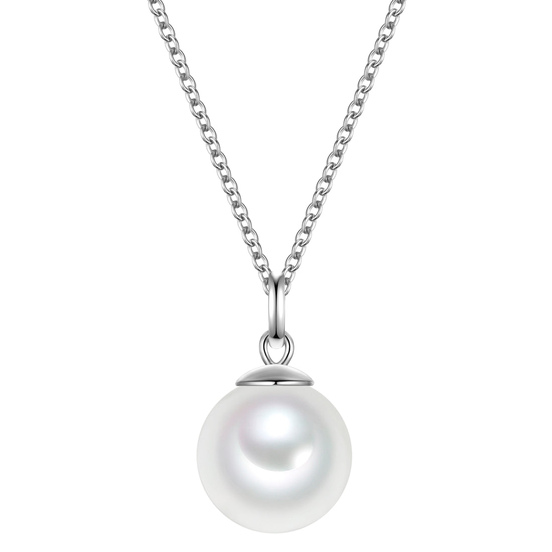 Kette mit Anhänger Sterling Silber Muschelkernperle weiß