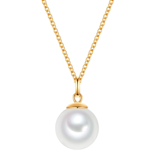 Kette mit Anhänger Sterling Silber gelbgold Muschelkernperle weiß