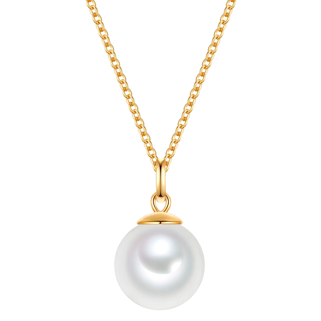 Kette mit Anhänger Sterling Silber gelbgold Muschelkernperle weiß