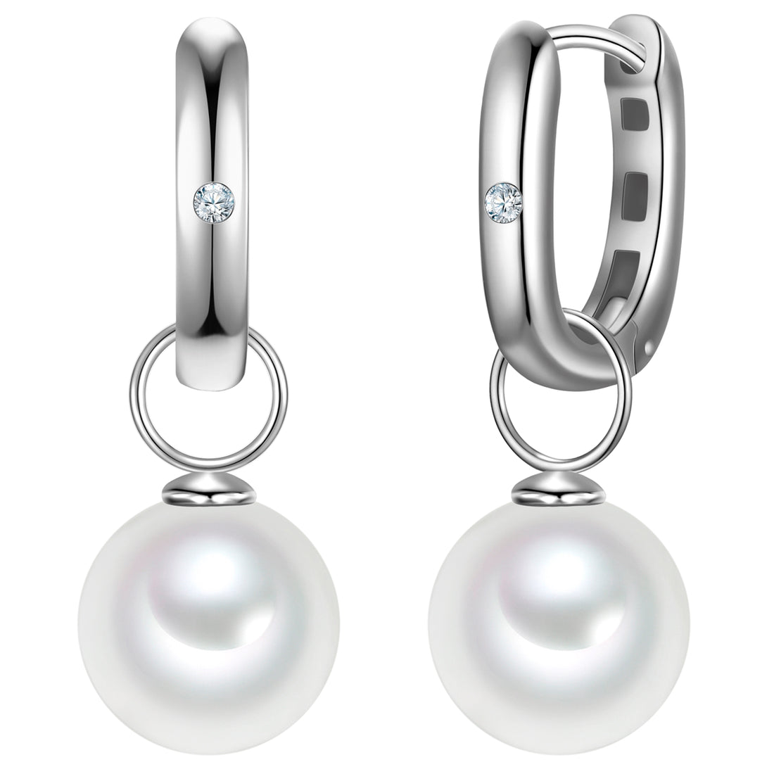 Rafaela Donata Creolen Sterling Silber Zirkonia weiß Muschelkernperle weiß