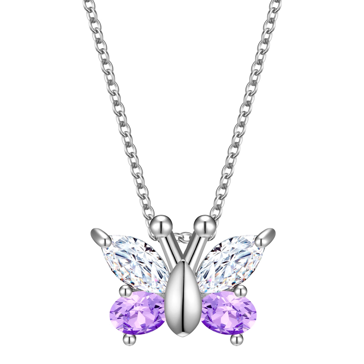 Kette mit Anhänger Sterling Silber Zirkonia weiß violett