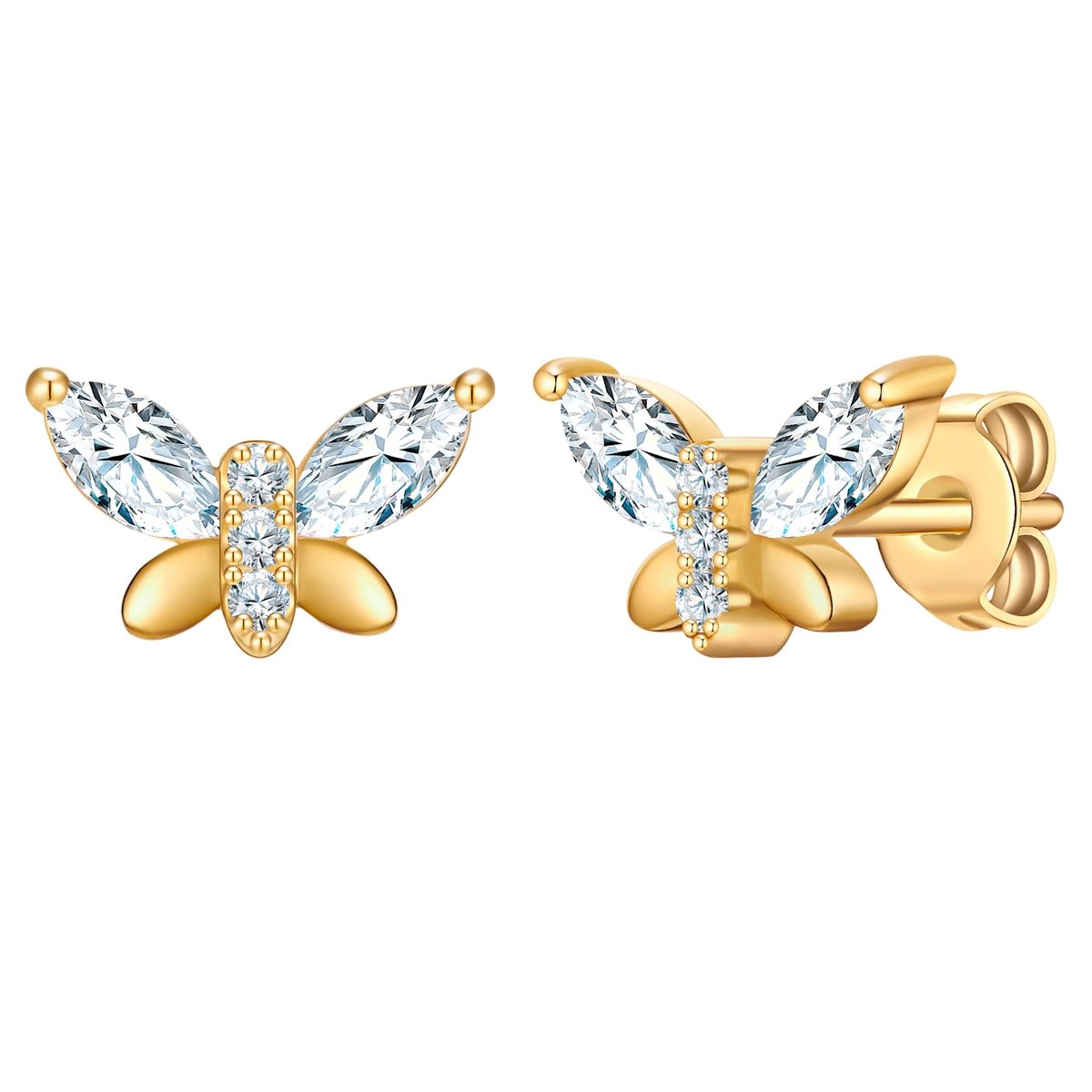 Ohrstecker Sterling Silber gelbgold Zirkonia weiß