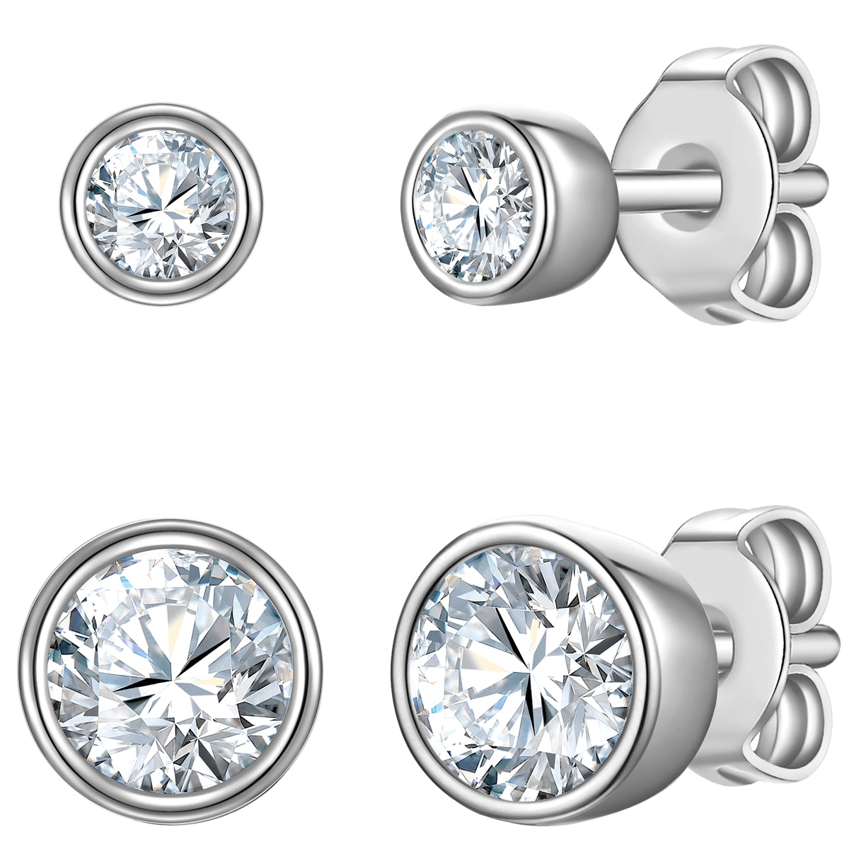 2er Set Ohrstecker Sterling Silber Zirkonia weiß
