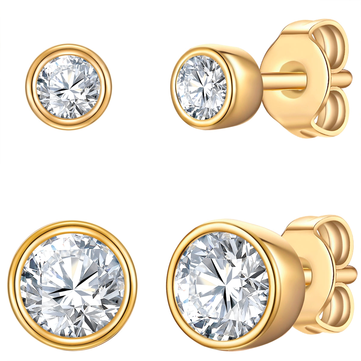 2er Set Ohrstecker Sterling Silber gelbgold Zirkonia weiß