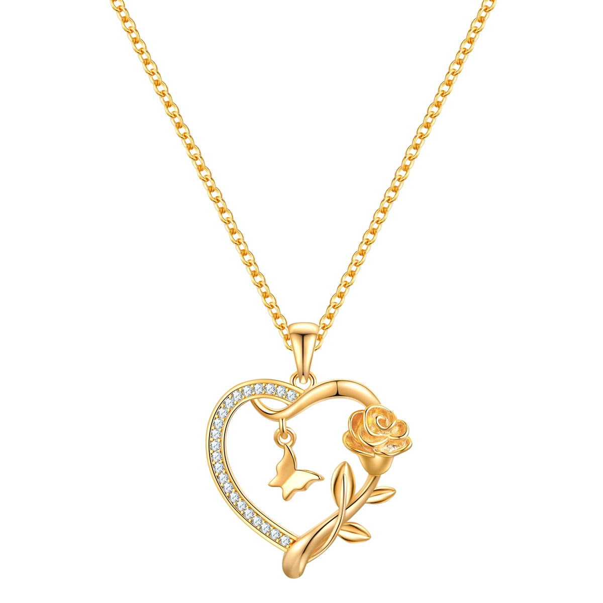 Kette mit Anhänger Sterling Silber gelbgold Zirkonia weiß