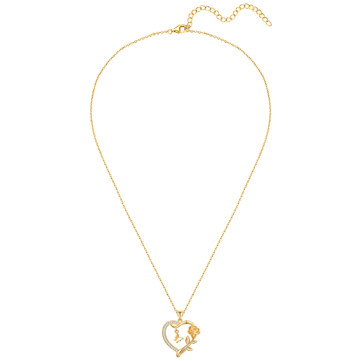 Kette mit Anhänger Sterling Silber gelbgold Zirkonia weiß