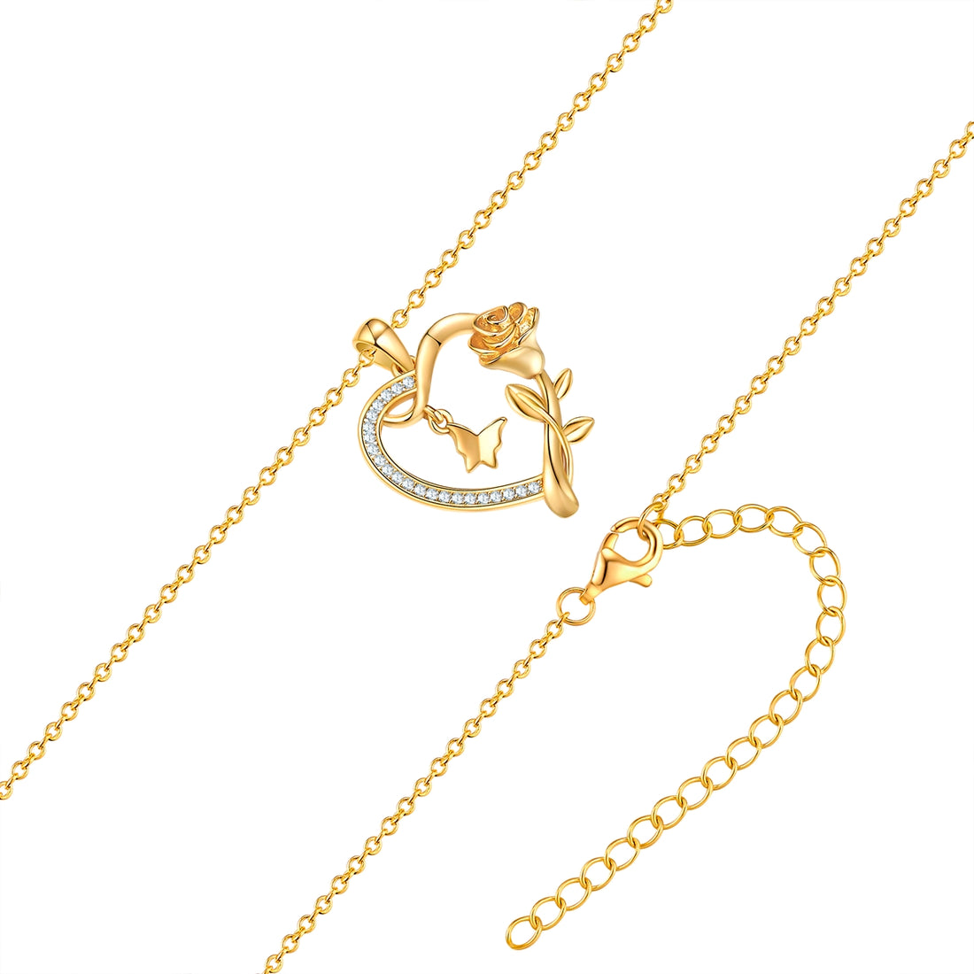 Kette mit Anhänger Sterling Silber gelbgold Zirkonia weiß