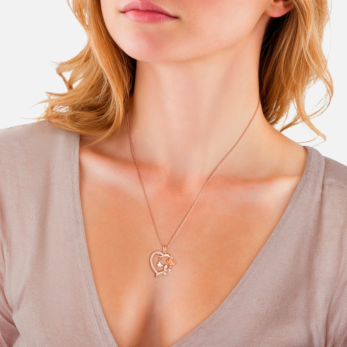 Kette mit Anhänger Sterling Silber roségold Zirkonia weiß